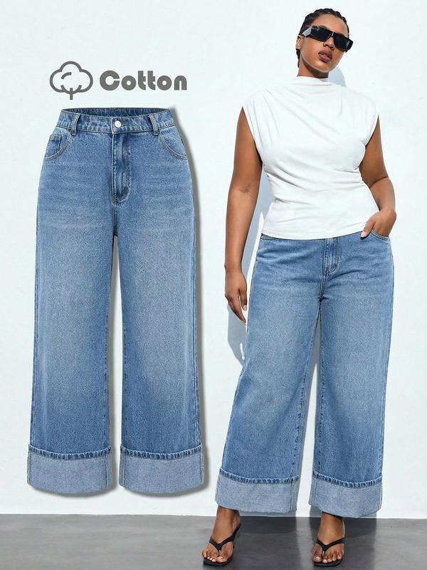 Plus Size Women's Light Wash Cotton Denim Jeans