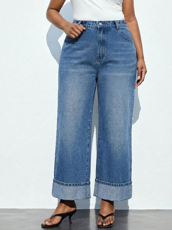 Plus Size Women's Light Wash Cotton Denim Jeans